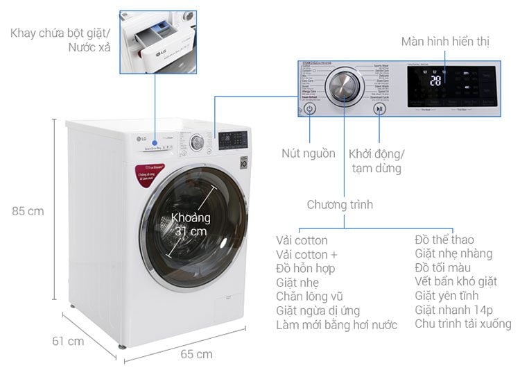 máy giặt LG Inverter 9 kg FC1409S2W